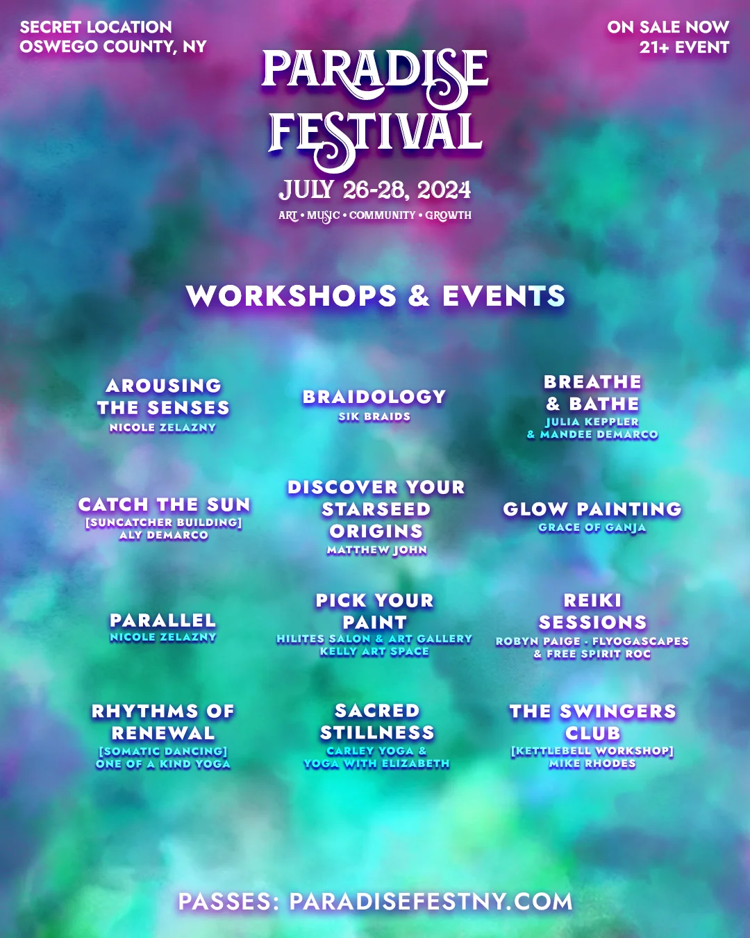View the Paradise Festival 2024 Workshops Lineup Image